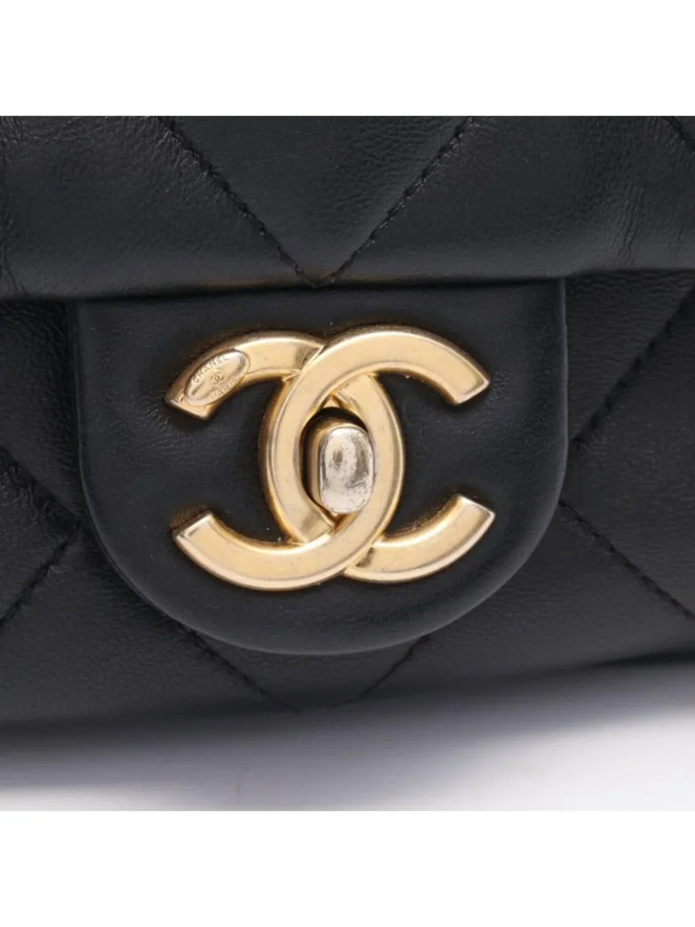 Chanel Shoulder Bag Quilted Black Lambskin Chain